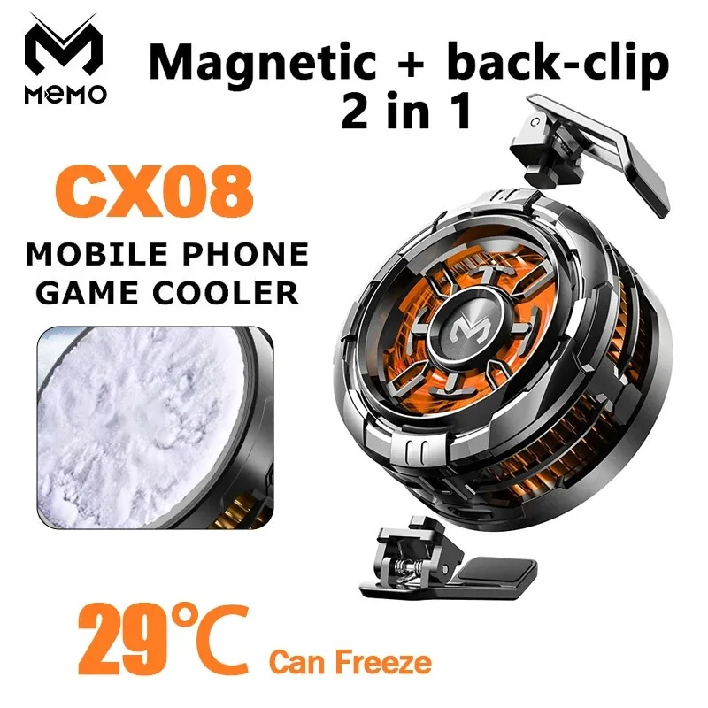 2 IN 1 MEMO CX08 Magnetischer Rückenclip Universal-Handykühler Halbleiter-Lüfter Einfrierkühler für iOS Android PUBG Image