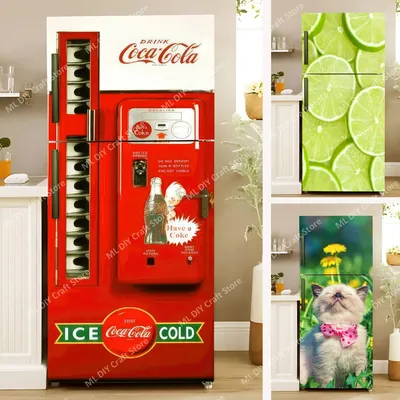 Cola-Verkaufsautomat, Wandbild, Kühlschranktür, Kunstwandbild, Aufkleber zum Abziehen und Aufkleben, Telefonzelle, Kaffee-Tapete, Kühlschranktür-Aufkleber Image
