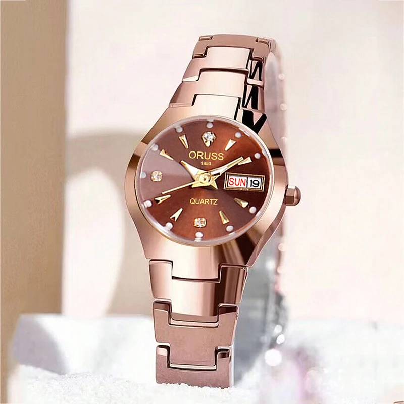 ORUSS OR03 Business Casual Damenuhr Quarzuhr Luxus Mode Armbanduhr Edelstahl 30M Wasserdichte Damen Armbanduhr Image
