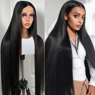 30 34 Inch Brazilian Wig Human Hair Straight 200 Density 13x5 Transparent Lace Front 13x6 Lace