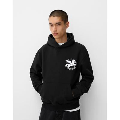 Bershka Oversized Printed Sweatshirt Men S Black