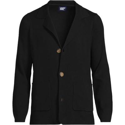 Fine Gauge Sweater Blazer, Men, size: 42-44, regular, Black, Cotton, by Lands' End