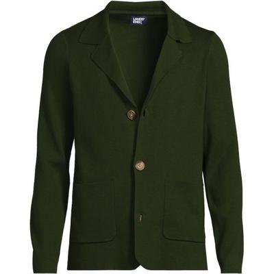 Fine Gauge Sweater Blazer, Men, size: 46-48, regular, Green, Cotton, by Lands' End