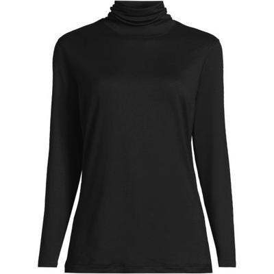 Cosy Thermaskin Roll Neck Thermal Top, Women, size: 14-16, petite, Black, Spandex/Poly-blend, by Lands' End