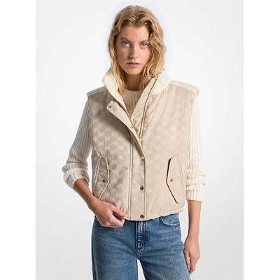 Michael Kors Logo Jacquard Puffer Vest Natural L