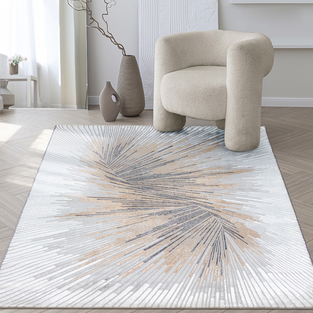 Teppich THE CARPET "Mila", grau, B:80cm H:8mm L:300cm, Polyester, Teppiche, Teppich, moderner Wohnzimmer Teppich elegant glänzender Flor