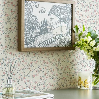 Vliestapete LAURA ASHLEY "Blencow Sprig", blau, B:0,52m H:10m L:10m, Vlies, Tapeten, 10mx52cm (ca. 5m2) Image