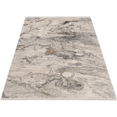 Teppich OCI DIE TEPPICHMARKE "You", grau (grau, goldfarben), B:240cm H:8mm L:340cm, Kunstfaser, Viskose, Teppiche, Fransenteppich, Glanz Viskose, mit Fransen, Wohnzimmer Image