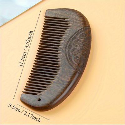 TEMU Sandalwood Fine-tooth Comb For Normal Hair - Detangling & Scalp Massage, No Papaya Image