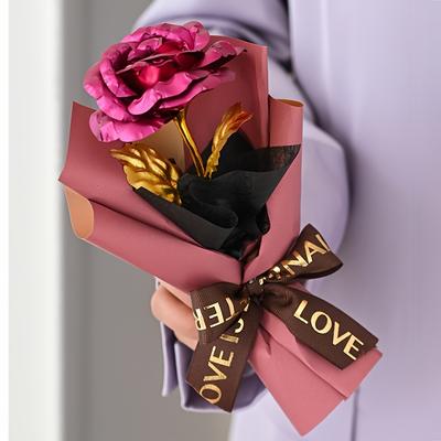 TEMU Elegant Rose Artificial Bouquet - Valentine's, Christmas, Day & More - Versatile Decorative Flower Gift Image