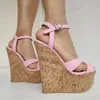 Laigzem Frauen Sandalen Plattform Keile Kunstleder Open Toe Pumps Party Sommer weibliche Damen Schuhe Frau Größe 38 41 43 47 52