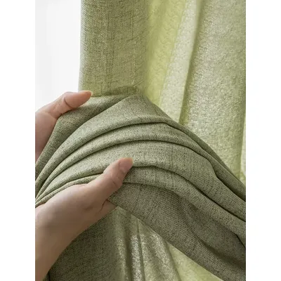 Spring and summer Japanese matcha, green cotton and linen curtains sheer curtains, opaque curtains, luxurious linen for bedrooms