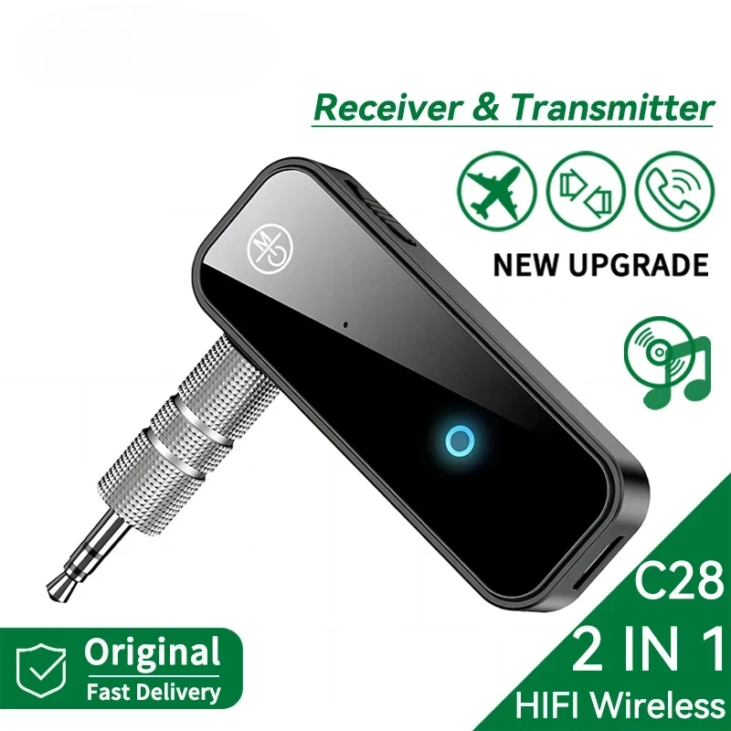 Ricevitore audio trasmettitore Bluetooth 2 in 1 AUX da 3,5 mm con microfono vivavoce adattatore wireless per musica stereo per kit TV PC per auto