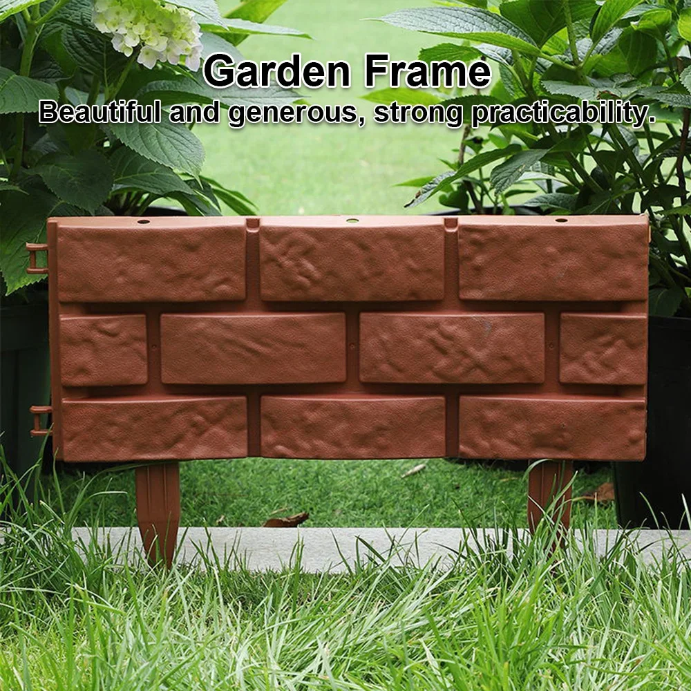 1/4 Stück Zaun Gartenkante Nachahmung Stein Ziegel Rasen Pflanzen Blumen und Pflanzen Unterstützung Haufen Dekoration Rand Outdoor DIY Image