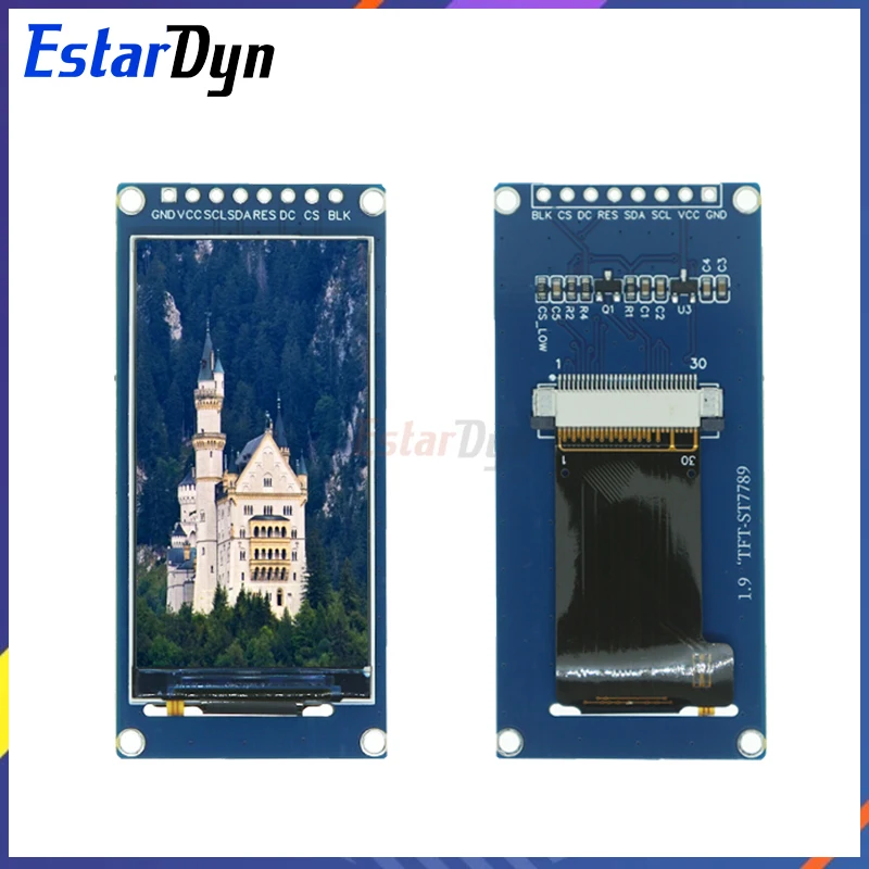 Estardyn 1,9 Zoll IPS Vollwinkel-TFT-Bildschirm LCD-Bildschirm Farbdisplaymodul SPI Serieller Port High-Definition 170 x 320 Image