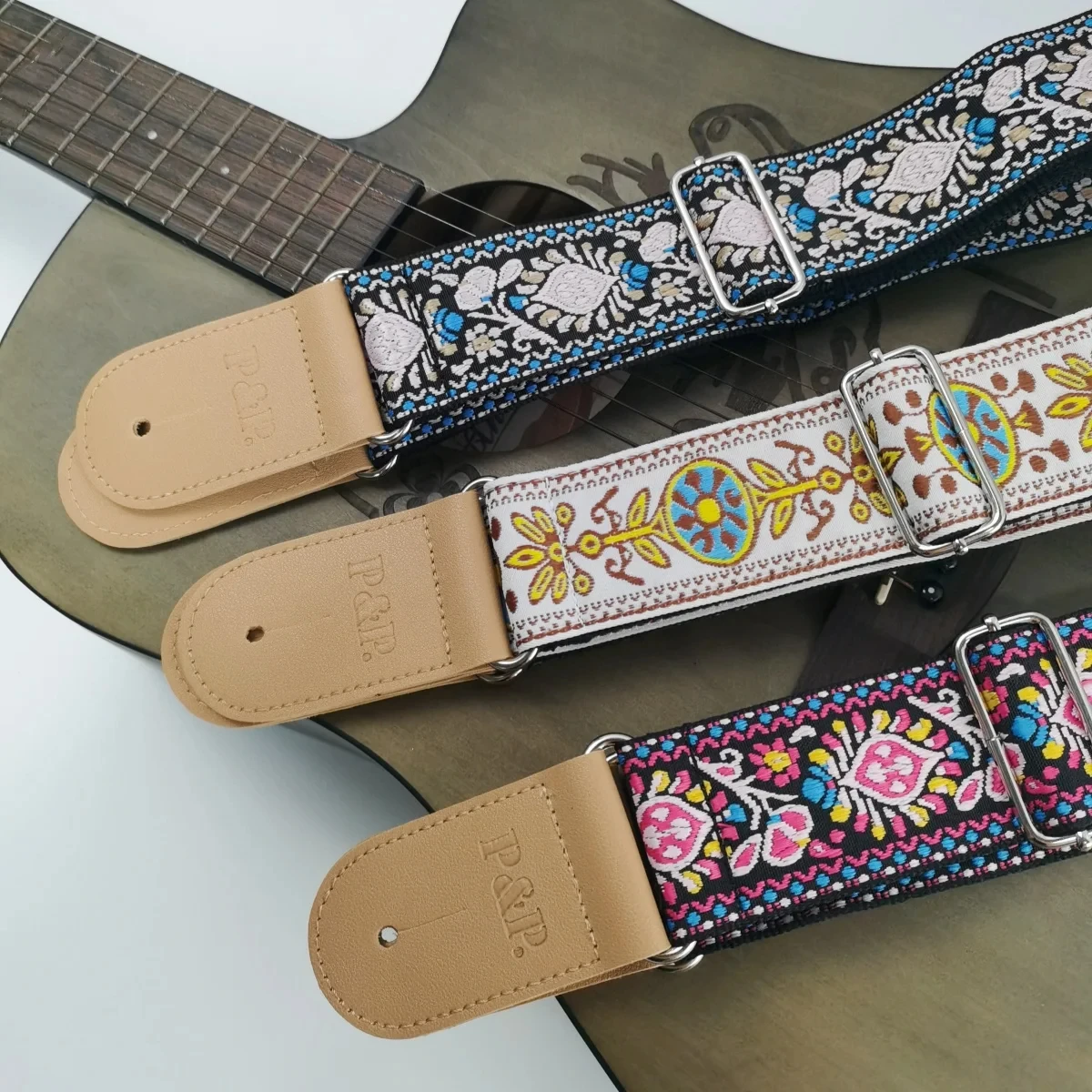 Gitarren gurt p & p 2,5 Zoll verstellbarer, weich bestickter und verstellbarer Gurt im Sethnic-Stil für E-Gitarren-Akustik bass Image