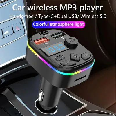 Auto FM 5.0 Sender MP3 Ladegerät Bluetooth Typ-C Wireless PD QC3.0 PD Typ-C Dual Hands Free Wireless Car Kit