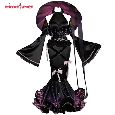 Miccostumes Damen Anime Vocal Cosplay Kostüm Halloween Maid Style Kleid und Hut mit Gürtel Image