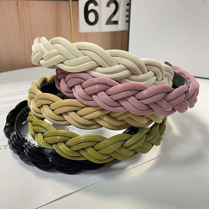 Neue Mode Frauen Stirnband handgemachte geflochtene Haarband Mädchen einfarbige Kopf bedeckung Haarschmuck Großhandel Image