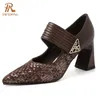 PRXDONG Echtes Leder Frauen Pumpen 2025, Neue Frühling Sommer High Heels Spitz Schwarz Braun Kleid Party Weibliche Schuhe Größe 40