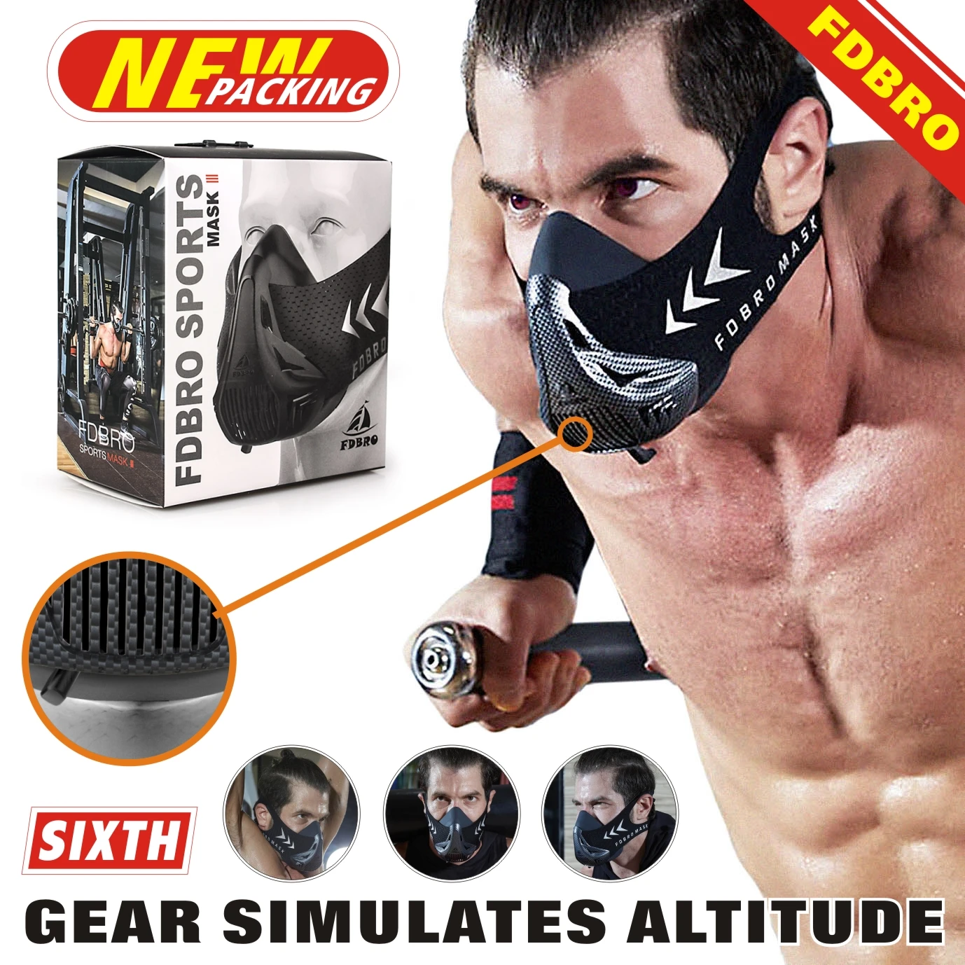 FDBRO Training, Laufen, Widerstand, Sport Maske Fitness Höhe, Cardio, ausdauer Maske für Fitness Training Sport Maske 3,0 Image