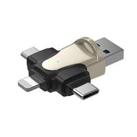 4-in-1-TF-Speicherkartenleser, OTG-Adapter für Lightning/Mirco-USB/Typ-C-USB-OTG-Micro-SD-Kartenleser für iPhone und Xiaomi