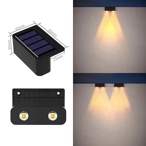 LED Außenwandleuchte Solarlampen 4 stücke solar zaun lichter außen wand lampe garten pathway treppen lichter hof terrasse veranda hof dekoration Image