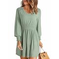 Damen Minikleid Casual kleid A Linie Kleid Stilvoll Basic Brautkleider schlicht Urlaub Täglich Regular Fit Glatt Ärmellos V Ausschnitt Schwarz Grün Khaki Sommer Frühling