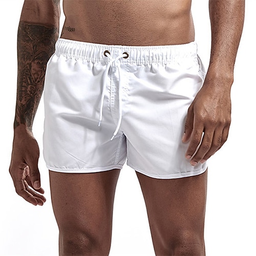 Herren Badeshorts Badehose Einfarbig Kordelzug Schnelltrocknend Boardshorts Badeanzug Surfen Strand Wassersport Sommer Image