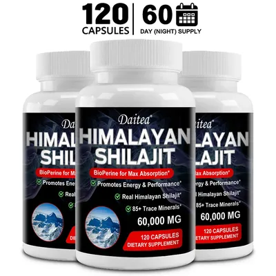 Himalayan Shilajit Capsules - Contains 85+ Trace Minerals, Helps with Nutrient Absorption, Supports