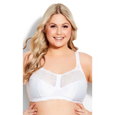 Plus Size Women's Lace Soft Cup Wire Free Bra by Avenue Body in White (Size 38 C)