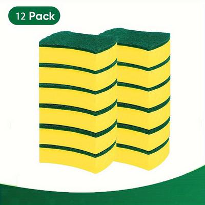 TEMU Stackable Kitchen Sponges - Yellow & Green, Natural Scrubbers For Dishes And Pots Image