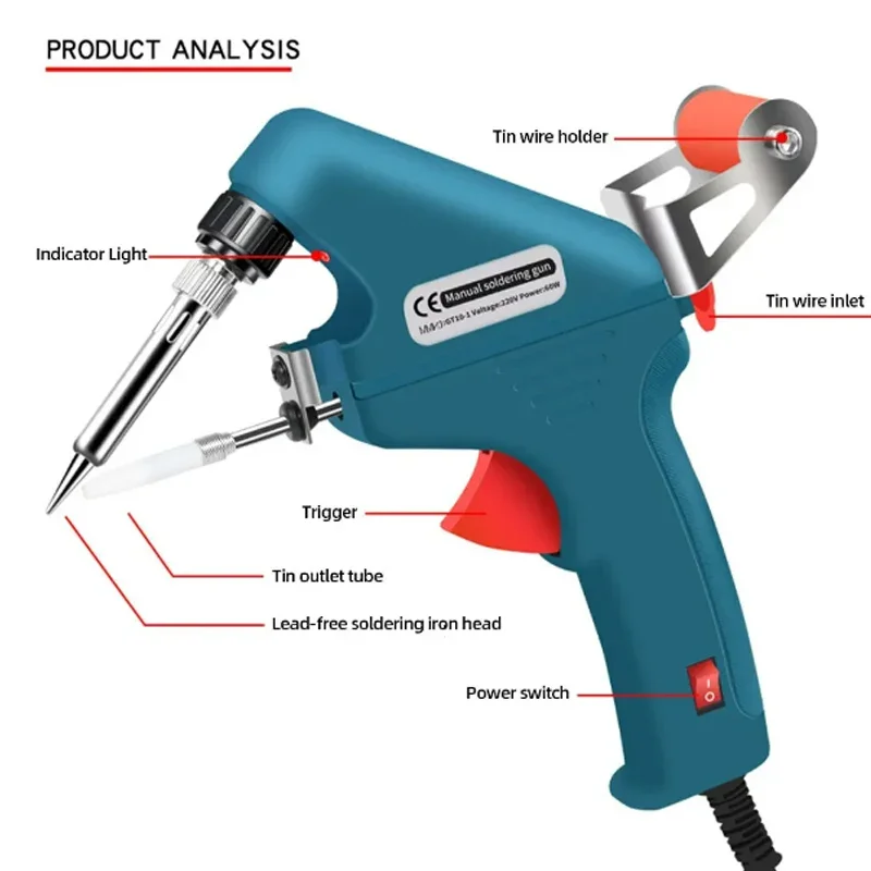 Lötkolben 60W Endothermische Handpistole Zange Beheizte Haushaltsreparatur Internes Werkzeug Schweißen Reparatur Manuelle Zinnabgabe Image