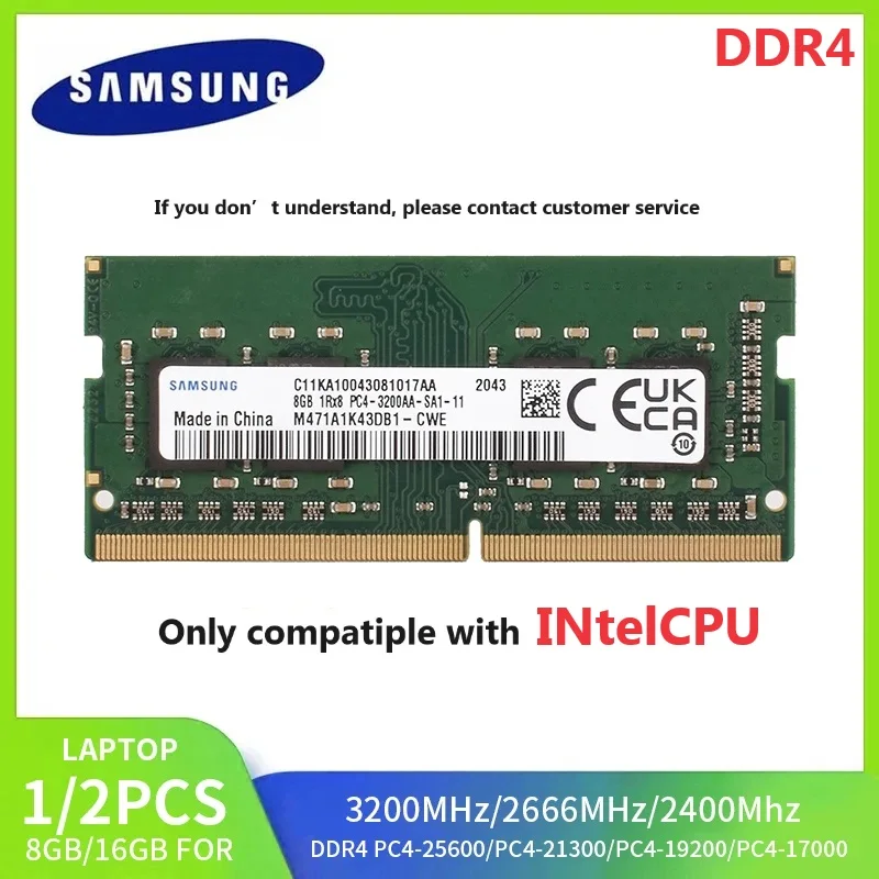 Samsung DDR4 Memoria Für INtel CPU 8GB 3200MHz 16GB 2666Mhz 2400MHz 4GB RAM SODIMM Laptop Speicher PC4 2400T 2666V 3200AA Notebook Image