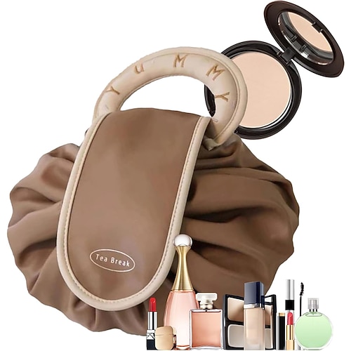 borsa per il trucco con coulisse, grande borsa per cosmetici, organizer portatile impermeabile per articoli da toeletta da donna, astuccio per il trucco da viaggio, borsa per cosmetici da donna, borse
