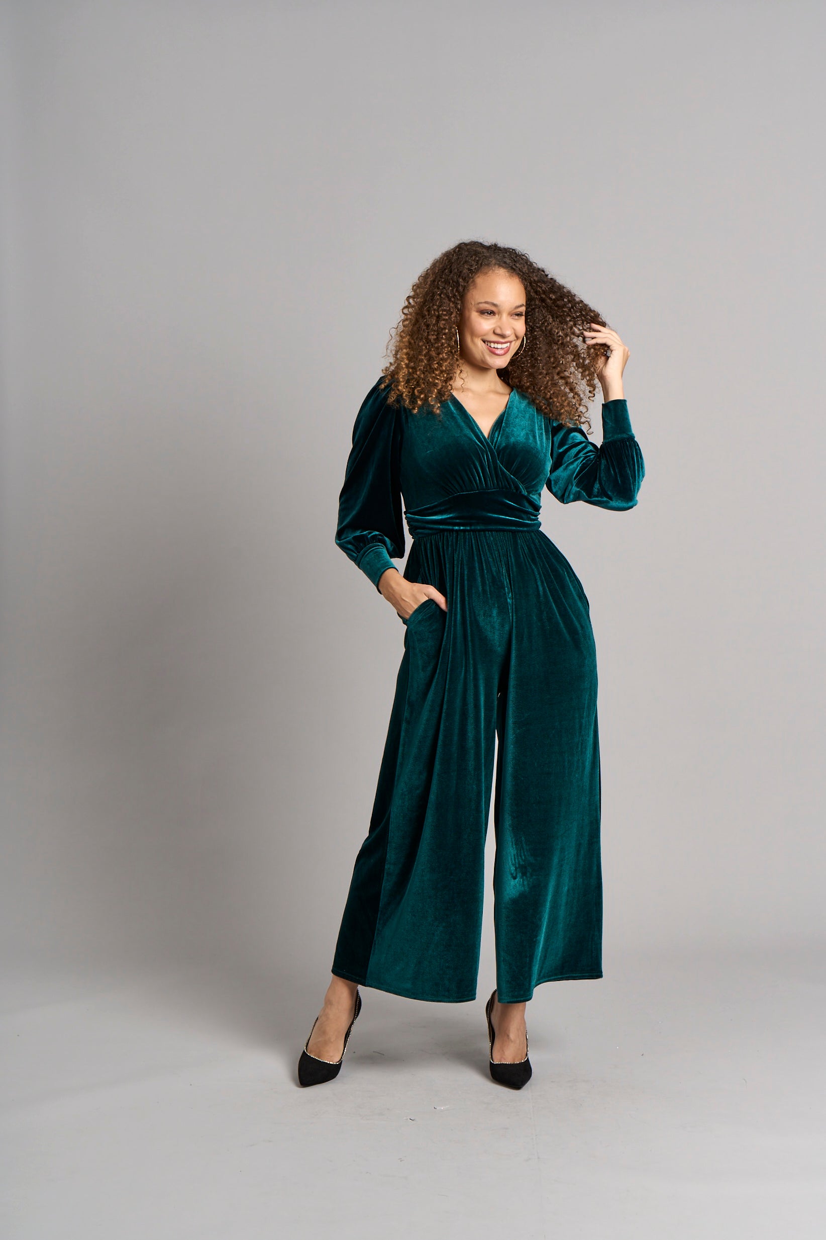Ava Samt-Overall - Smaragdgrün Image