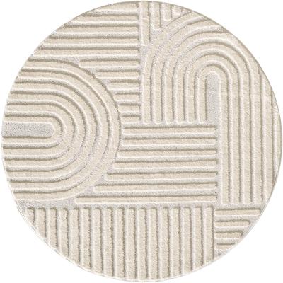 Teppich AYYILDIZ TEPPICHE "ART 1121", beige (creme), H:8mm Ø:160cm, Polypropylen, Teppiche, auch als Teppich eckig, 3D, Hoch-Tief-Effekt, weich, pflegeleicht Image