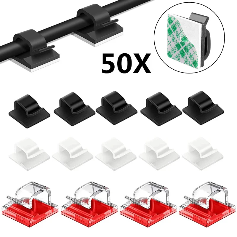 10-50 PCS Kabel Organizer Clips Kabel Management Draht Manager Kabel Halter USB Lade Daten Linie Spuler Wand montiert Haken Image