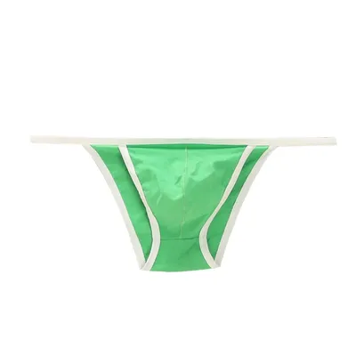 Herren-Tanga-Unterwäsche aus rosafarbener Baumwollmischung, konturierter Beutel-Tanga-String mit Bikini-Stil und feinem Jersey-Material in niedrigem Bund Image