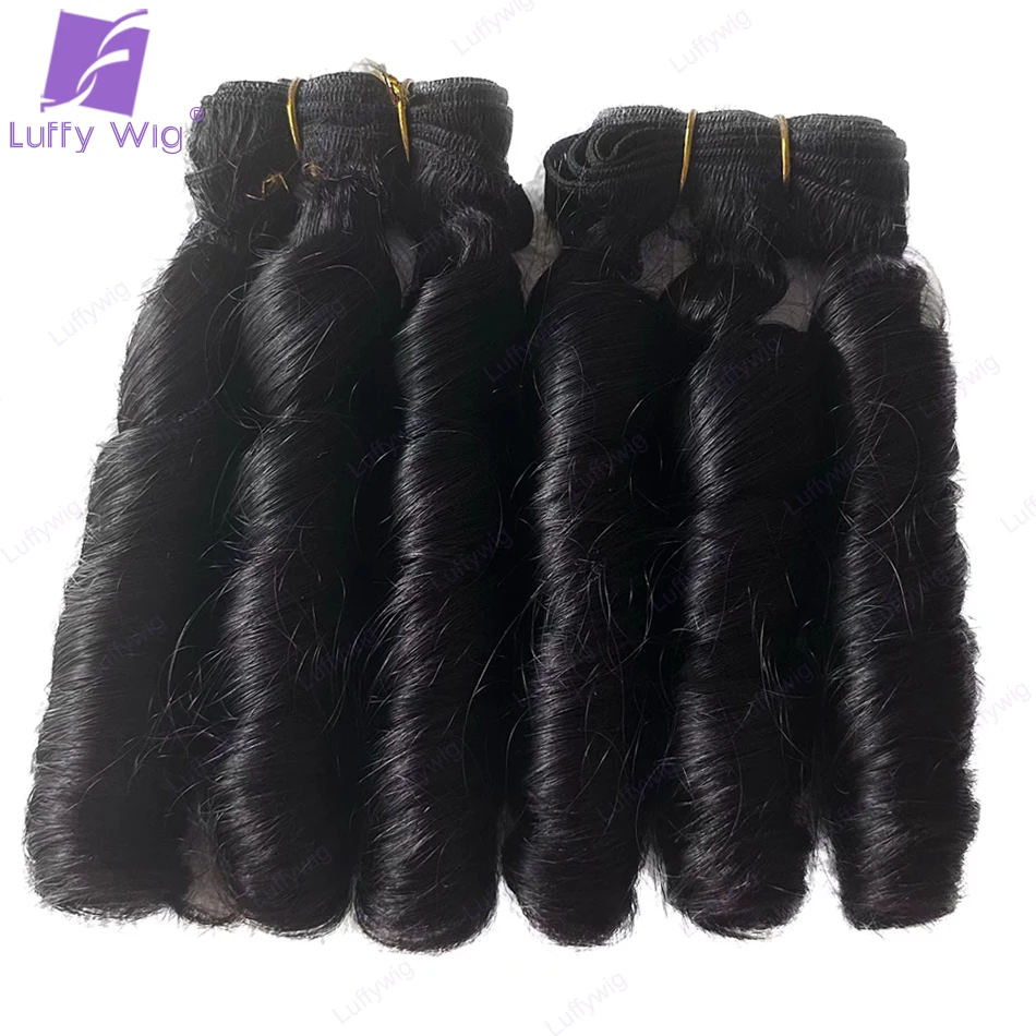 Doppio fascio di capelli umani ricci romantici disegnati Bundle di capelli umani ricci Remy birmani 100% fasci di capelli umani Funmi tessuto dei capelli colore naturale