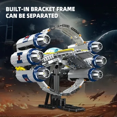 Raum Schlachtschiff Bausteine Raumschiff Starfighter MOC Modell Bricks Kits Desktop Dekoration Kinder Spielzeug Geburtstag Geschenke Image