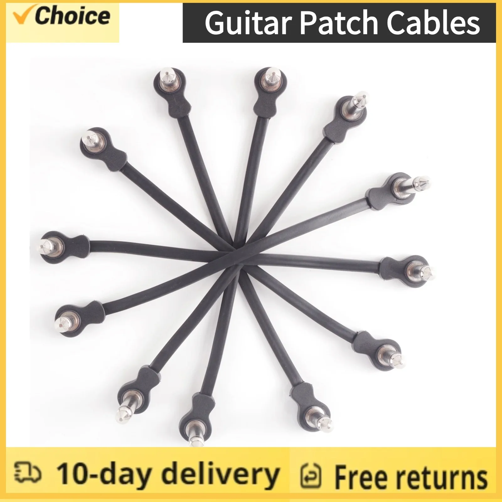 6-teilige Gitarren-Patchkabel 3,5-mm-Schnittstelle rechtwinklige Steck verbinder Rausch unterdrückung Line-Gitarreneffekt-Patchkabel Image