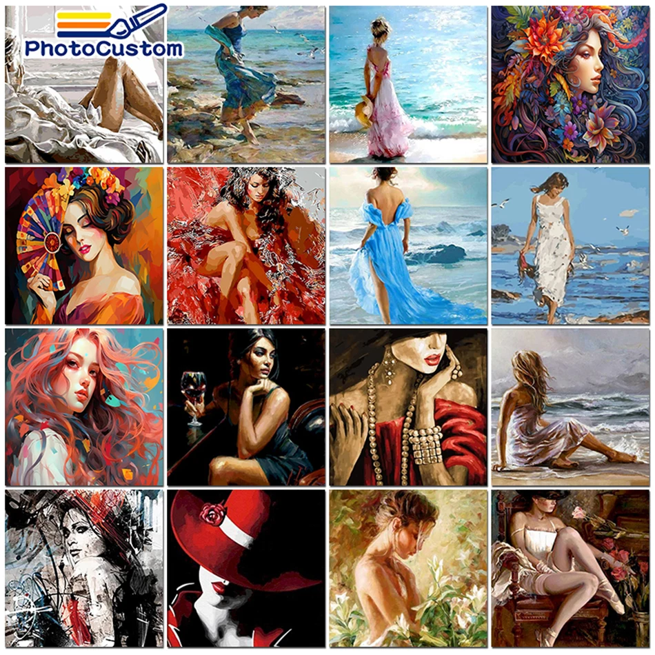 Peinture photo personnalisée par numéros pour femmes, ensemble de peinture acrylique pour adultes, figurine de mer, cadre de bricolage, dessin, coloriage par numéros, décoration