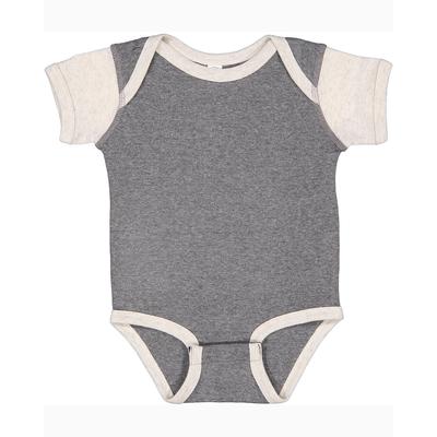 Rabbit Skins 4400 Infant Baby Rib Bodysuit in Granite Heather/Natural Heather size 24MOS | Cotton LA4400, RS4400