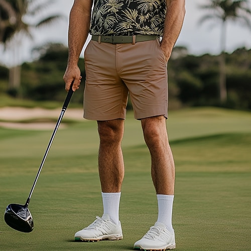 Herren Kleid-Shorts Arbeitsshorts Lässige Shorts Kurze Golfhosen Tasche Gerade geschnitten Einfarbig Komfort tragbar Knielänge Outdoor Täglich Strassenmode Stilvoll Schwarz Braun Image