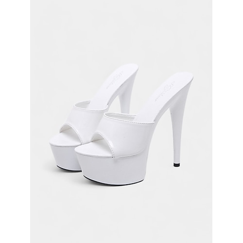 Rote Damen Lack Plateau High Heels mit Open-Toe Design – Sexy Stiletto Pantoletten für Partys und Clubwear Image