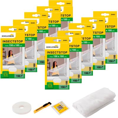 Fliegengitter-Gewebe SCHELLENBERG "Insektenschutz und Mückenschutz für Fenster ohne bohren", weiß (rahmen: weiß gewebe: weiß), B:150cm H:180cm, Insektenschutzgitter, inkl. Befestigungsband, 150 x 180 cm, anthrazit und weiß Image