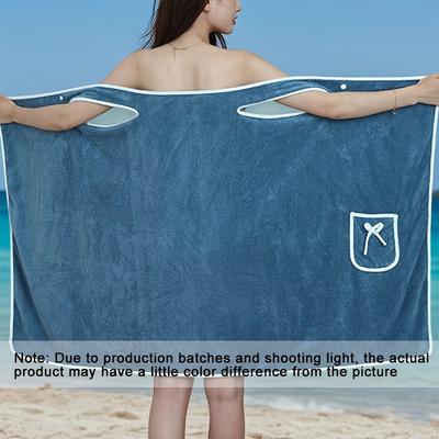 TEMU 1pc Ultra- Fleece Bath Wrap For Women - Lightweight, Knit Polyester Blend, Spa, Pool, Gym, Travel, And Home Use, Beach Towel | Stylish Bathrobe | Lightweight Wrap, Beach Towels Image