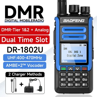BAOFENG DR-1802U DMR Digitales Walkie-Talkie Dual Time Slot Tier 1+2 Dual Mode Ham Two Way Radio für Reisen