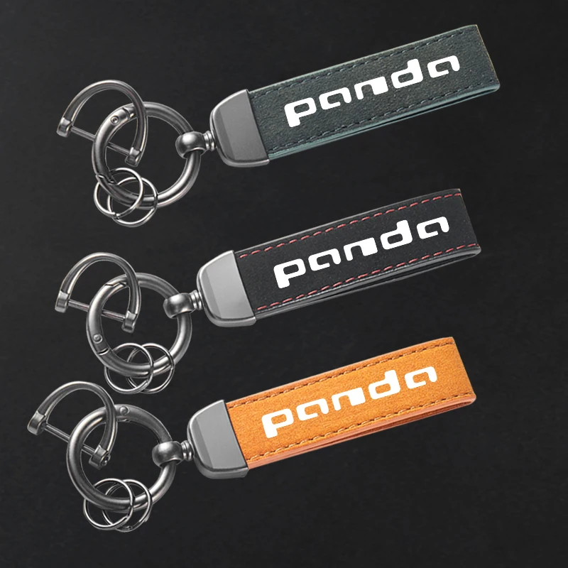 Für Fiat Panda Zubehör Hochwertiges Leder Wildleder Schlüsselanhänger Auto Sport Schlüsselanhänger Image